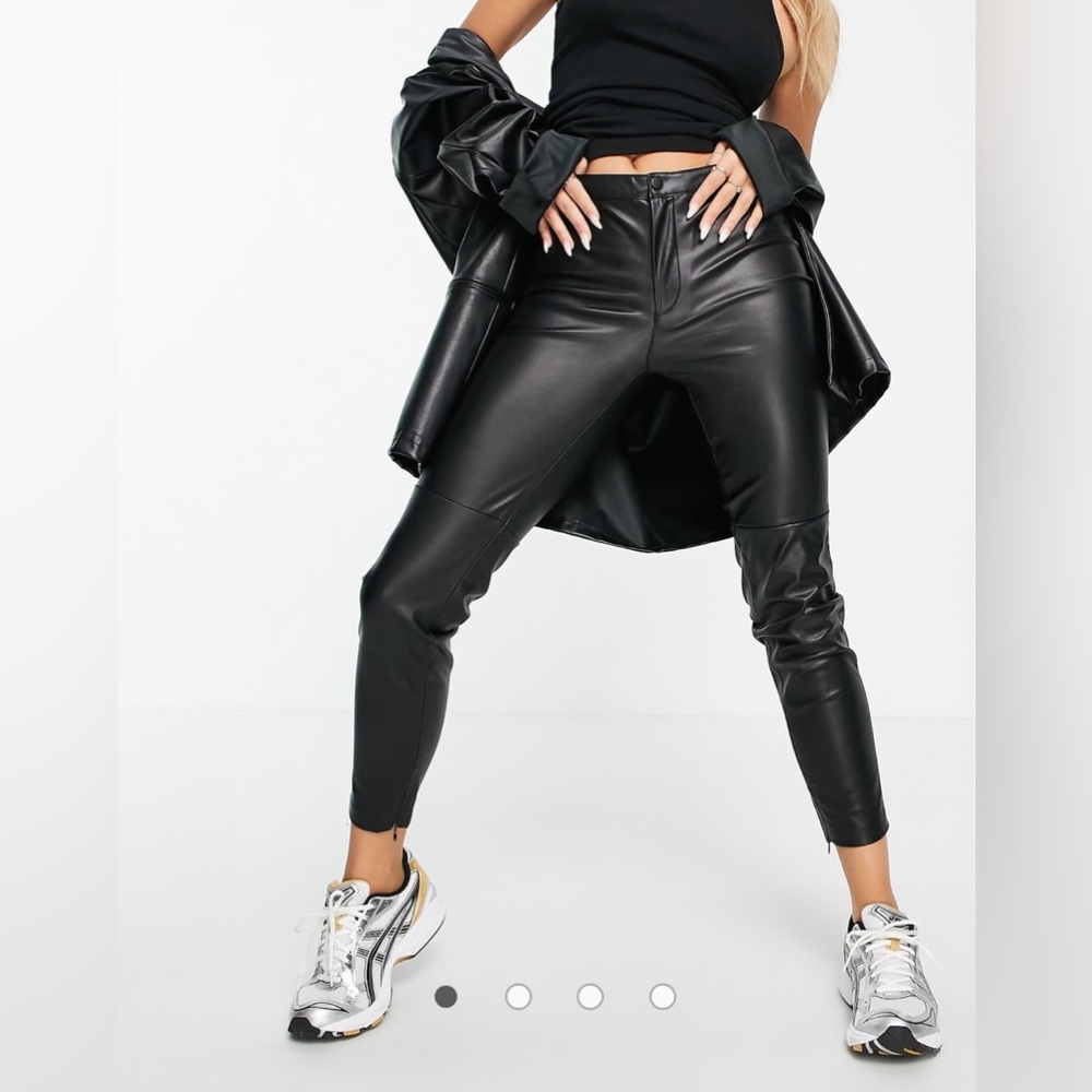 Mango faux leather pant mid rise women small